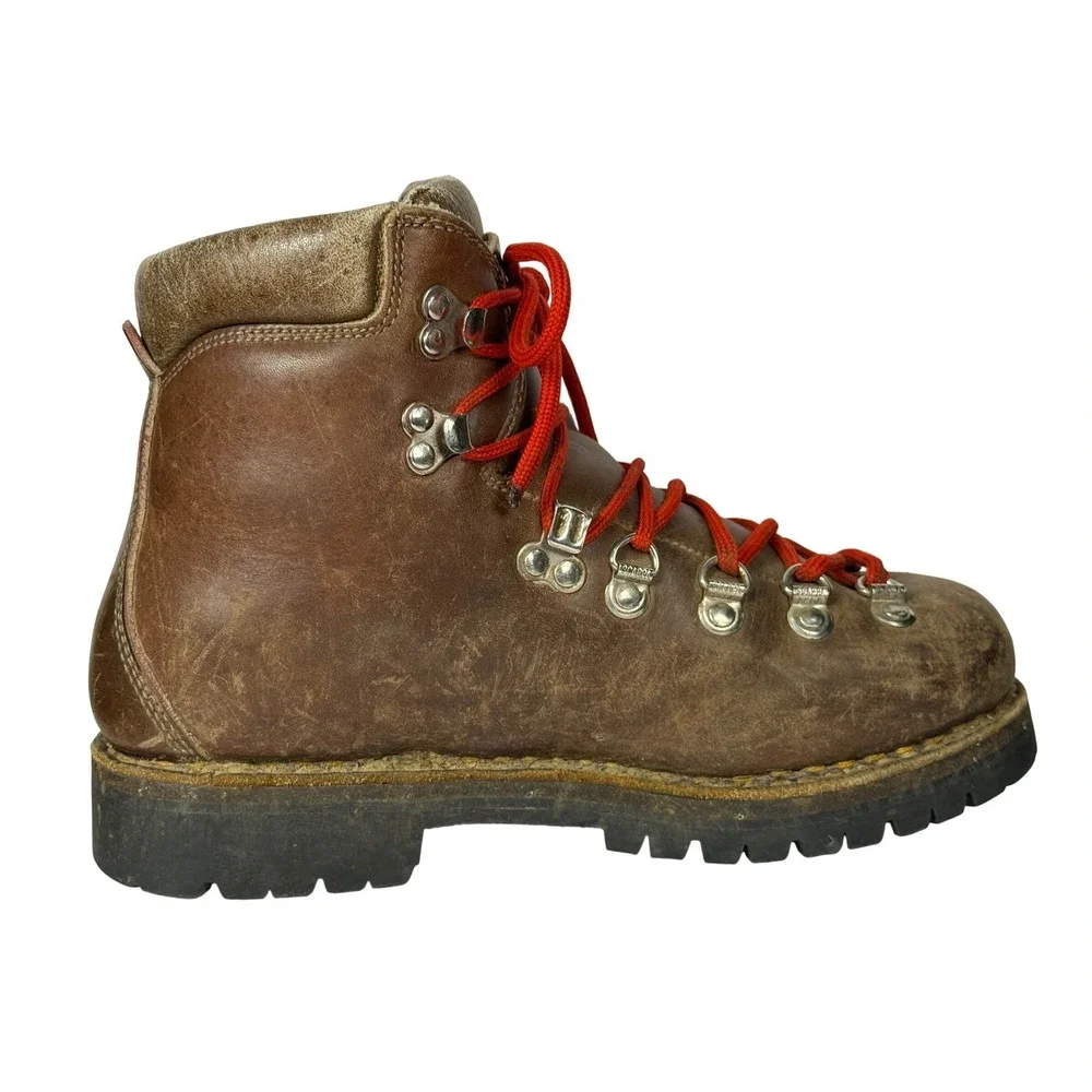 Fabiano Mountaineering Boots Mens 5.5 Womens 7.5 Brown Leather Vintage Italy Lug